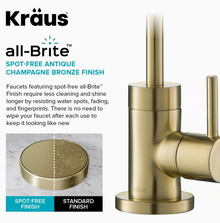 Kraus Purita 100% Lead-Free Kitchen Water Filter Faucet in Spot Free Antique Champagne Bronze, FF-100SFACB