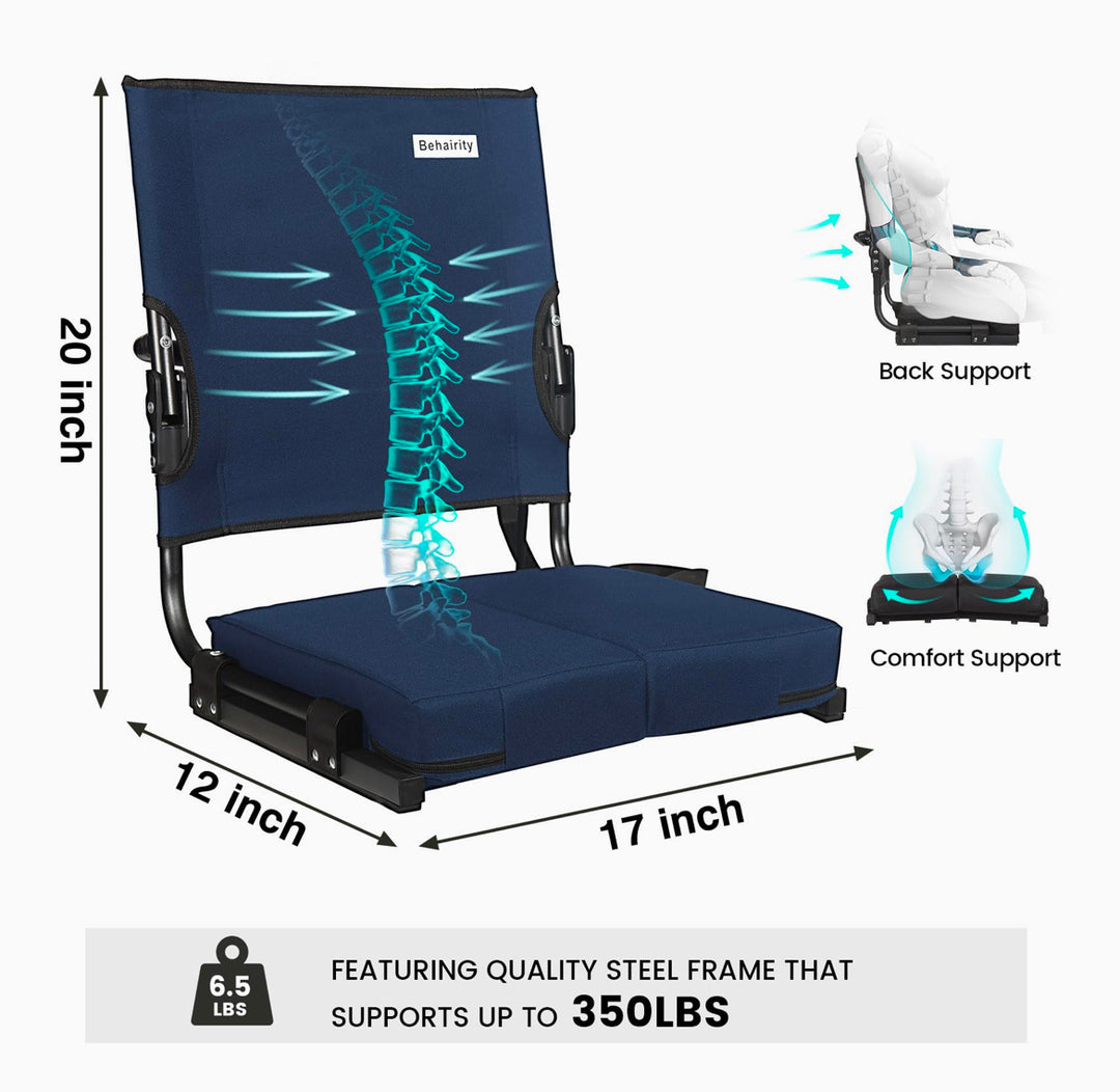 Behairity Stadium Seats for Bleachers with Back Support Wide, Portable Bleacher Chair