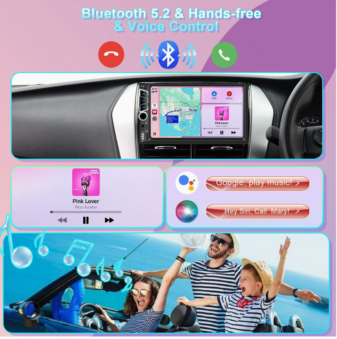 Nideocion Wireless Apple Carplay 7 inch Double Din Car Stereo