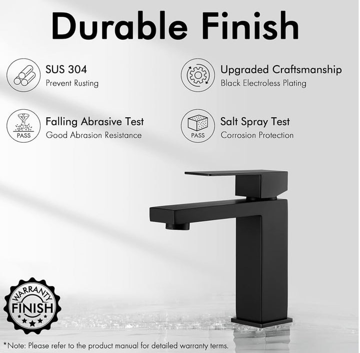 KES Black Bathroom Faucet Single Handle & Bathroom Sink - Stainless Steel Matte Black