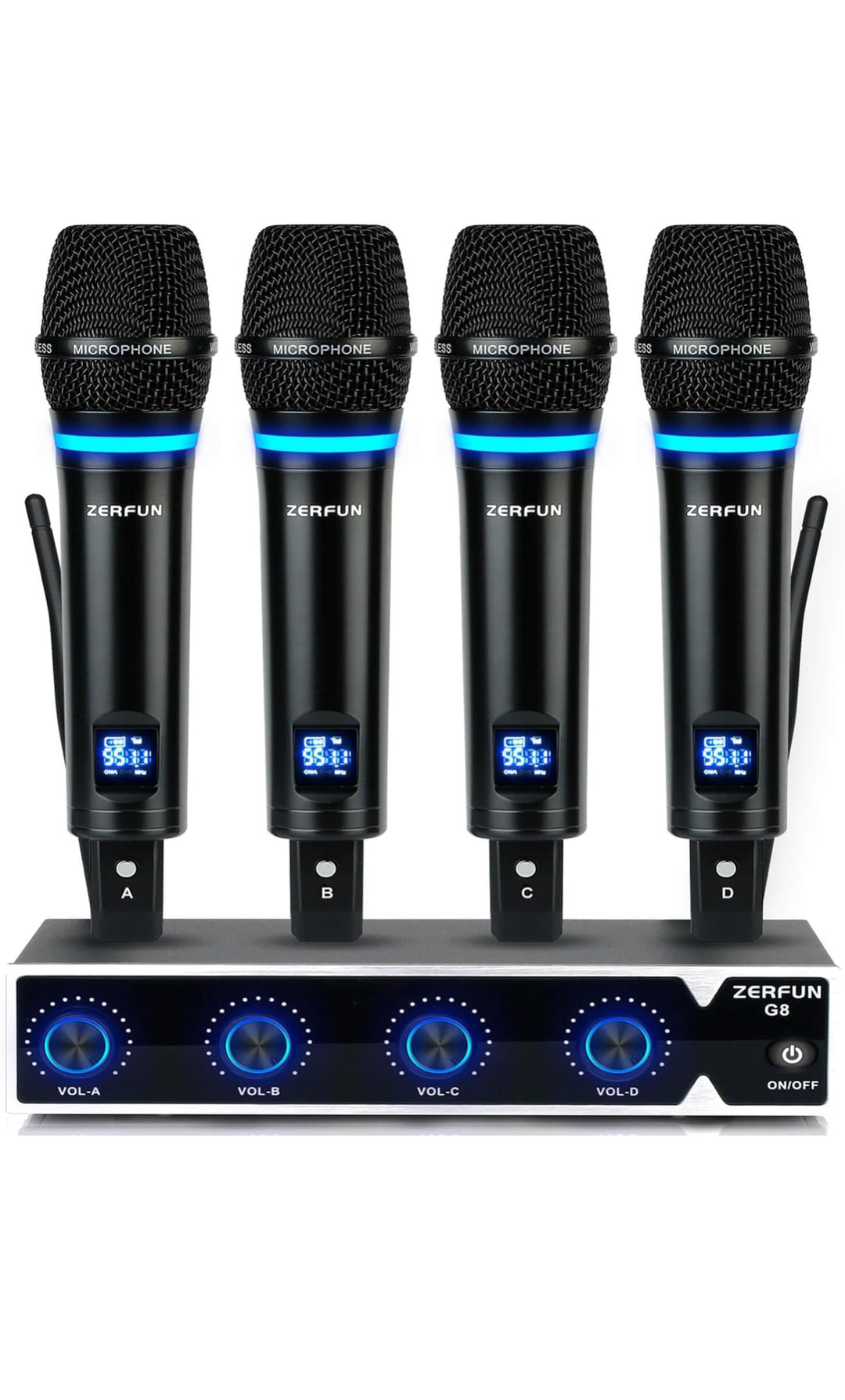 Zerfun 4 Channel Rechargeable Wireless Microphone System