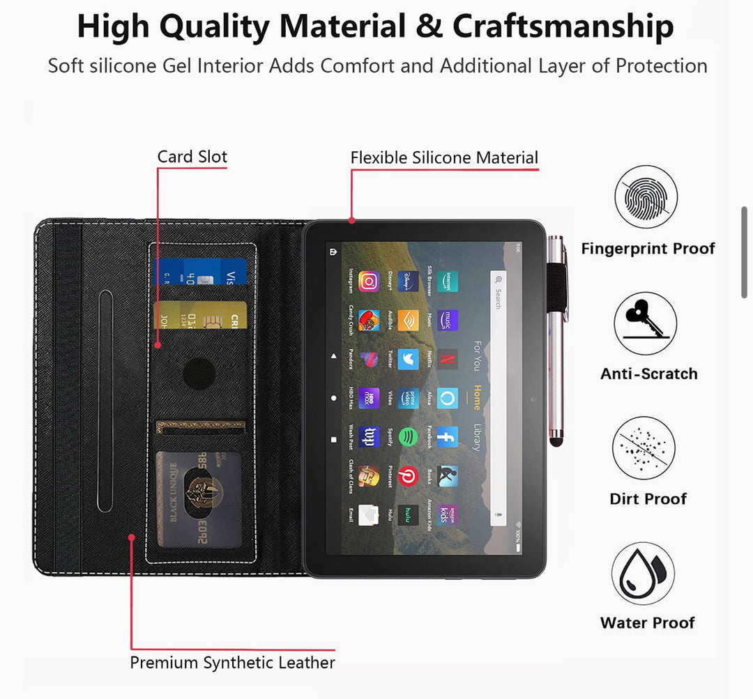 FVAENDHIO Case for Amazon Kindle Fire HD 8 & Fire HD 8 Plus Tablet (12th/10th Generation, 2022/2020 Release)