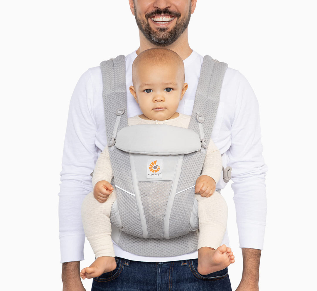 Ergobaby All Carry Positions Breathable Mesh Baby Carrier with Enhanced Lumbar Support & Airflow (7-45 Lb), Omni Breeze, Pearl Grey