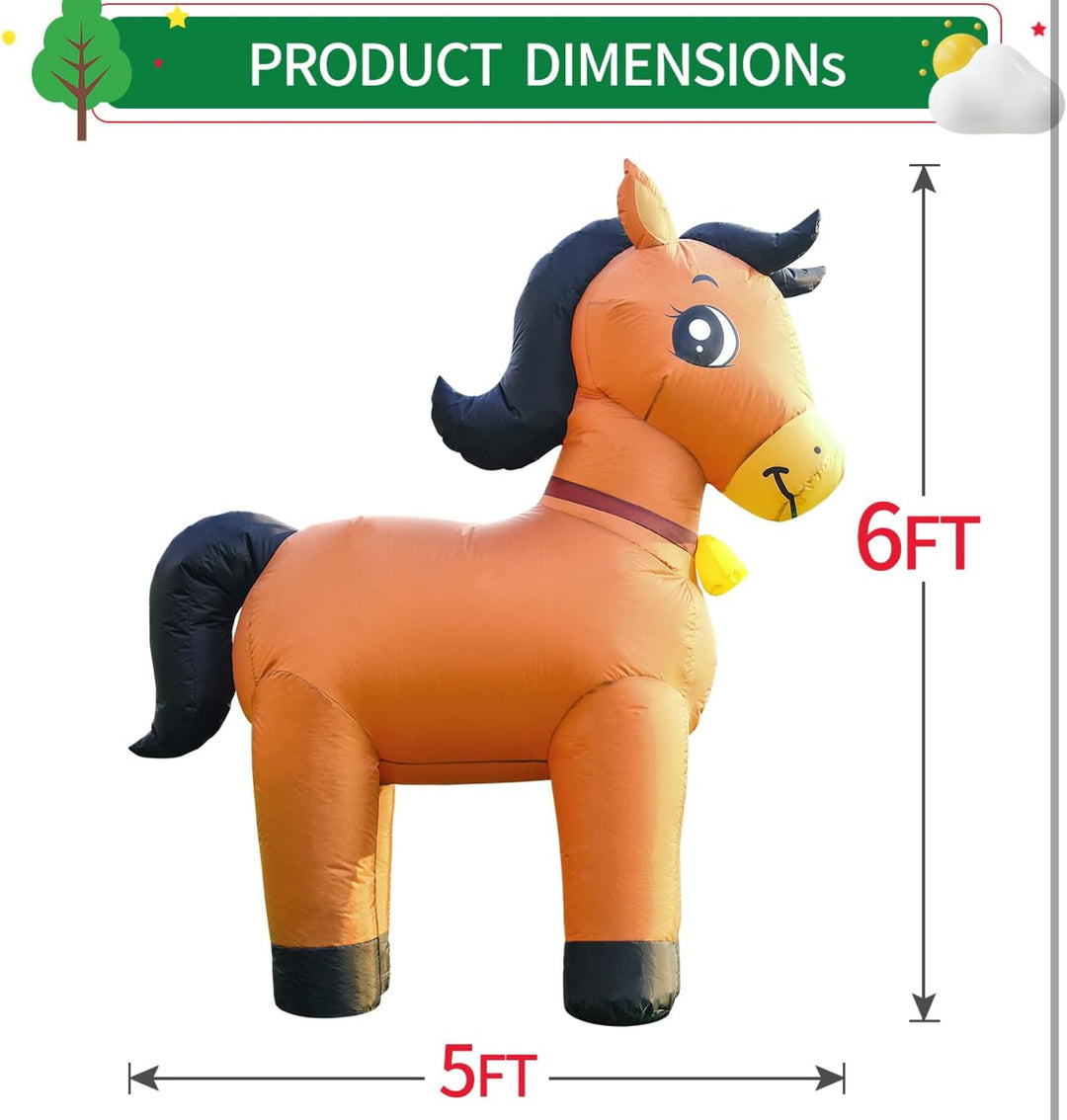 DomKom 6FT Christmas Horse Inflatables